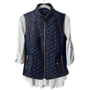 Fate Faux Leather Quilted Vest in Navy With White Top by Lush Medium